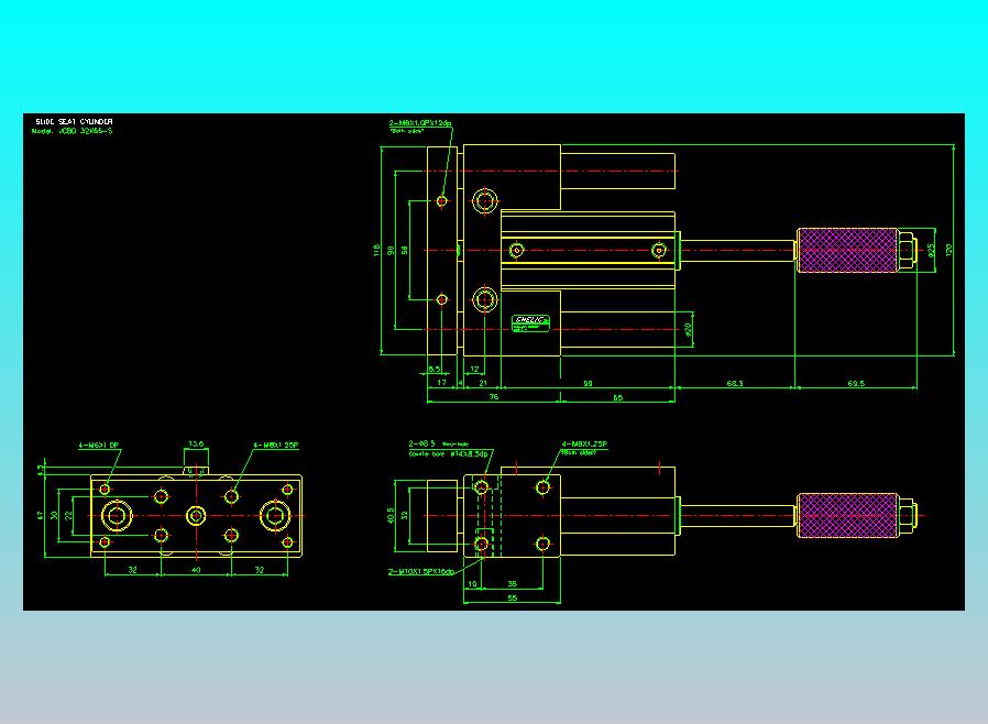 滑座气缸2D-JCBD32x65-S