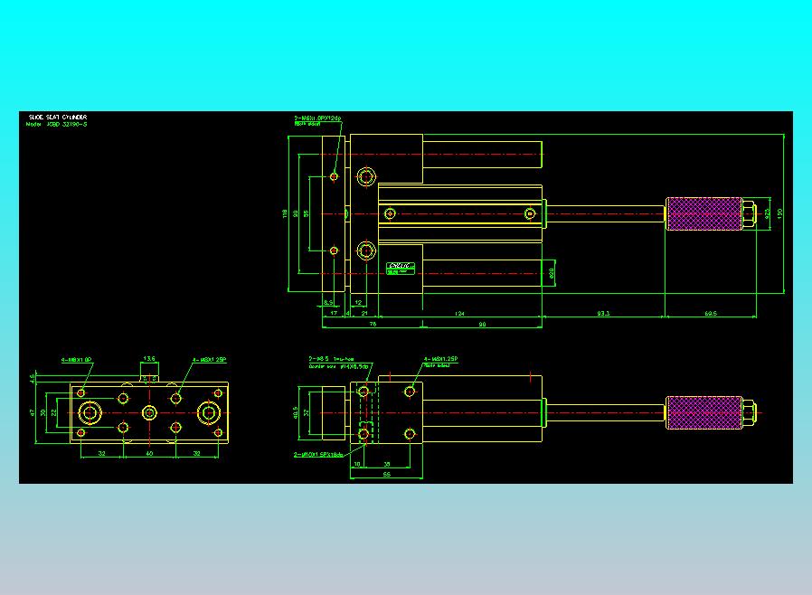 滑座气缸2D-JCBD32x90-S