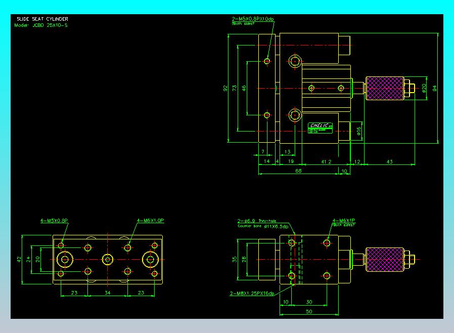 滑座气缸2D-JCBD25x10-S