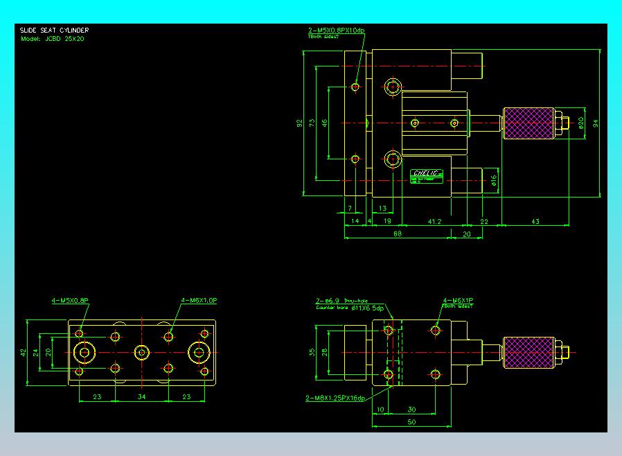 滑座气缸2D-JCBD25x20