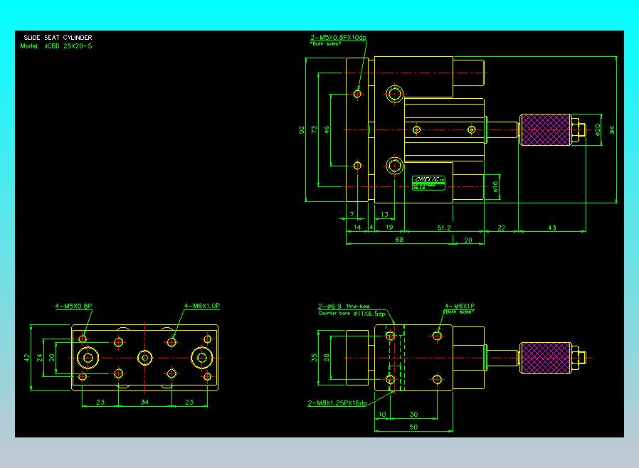 滑座气缸2D-JCBD25x20-S