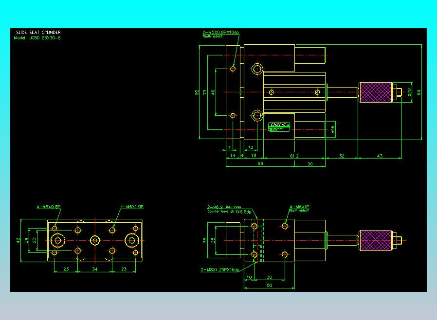 滑座气缸2D-JCBD25x30-S