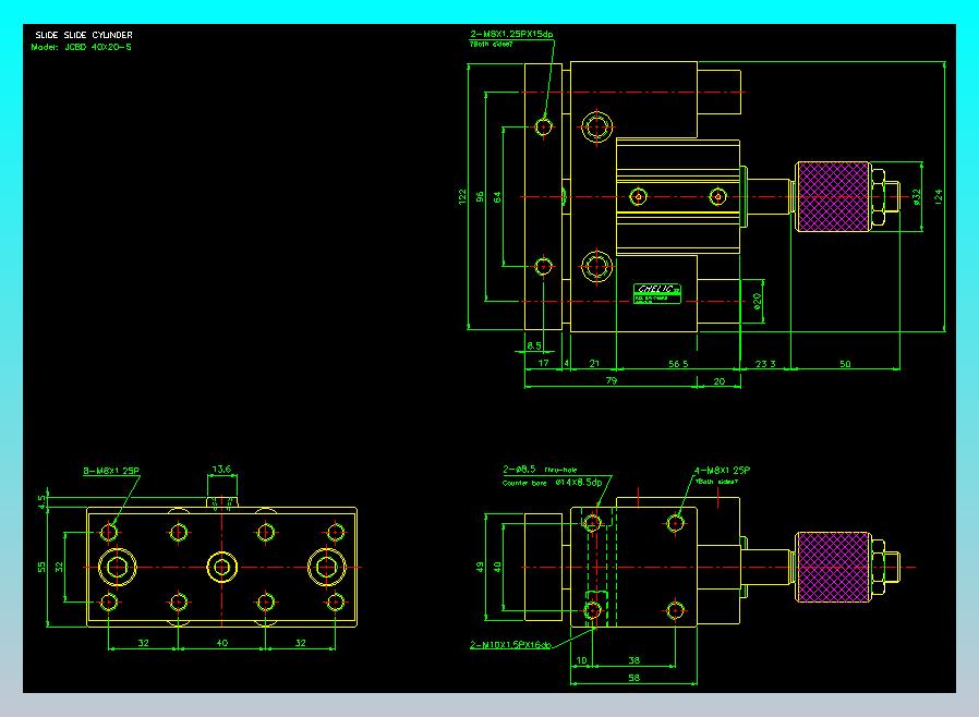 滑座气缸2D-JCBD40x20-S