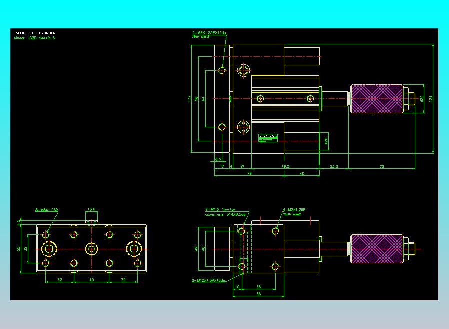滑座气缸2D-JCBD40x40-S
