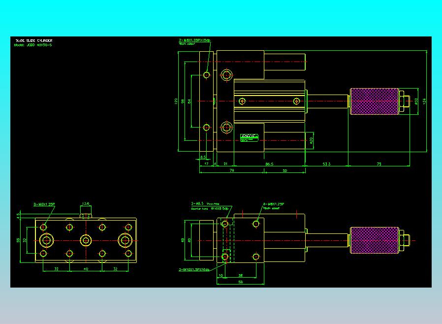 滑座气缸2D-JCBD40x50-S