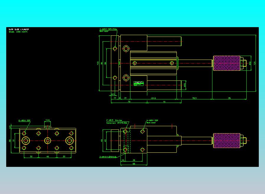 滑座气缸2D-JCBD40x75