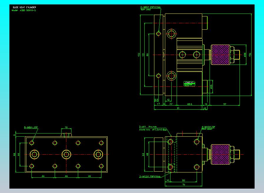 滑座气缸2D-JCBD50x10-S