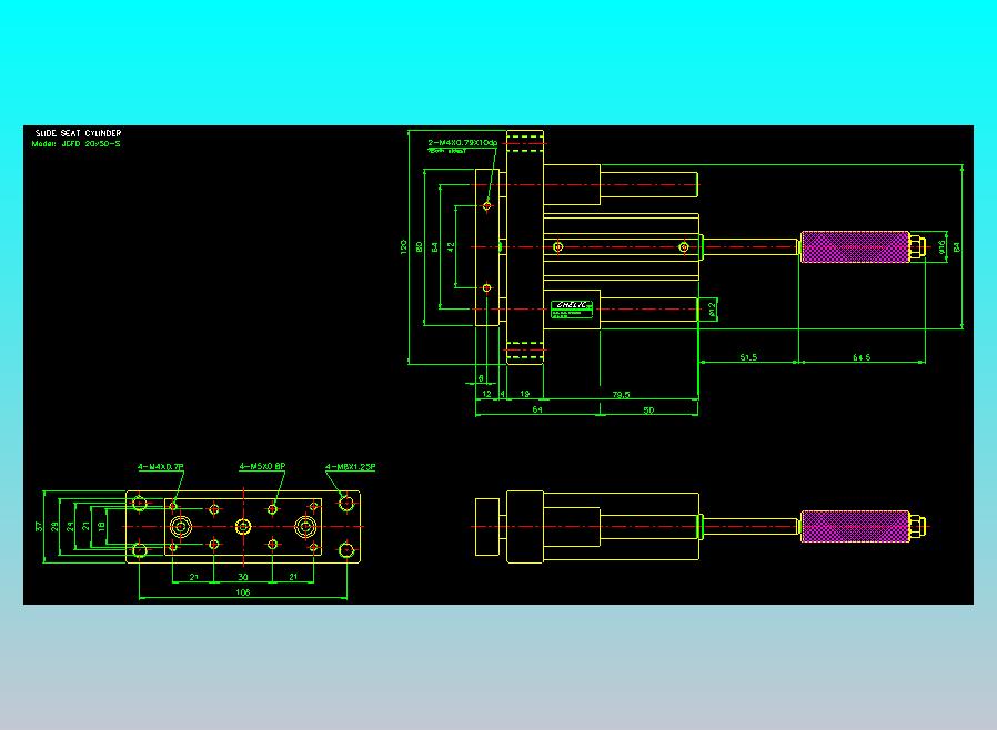 滑座气缸2D-JCF20x50-S