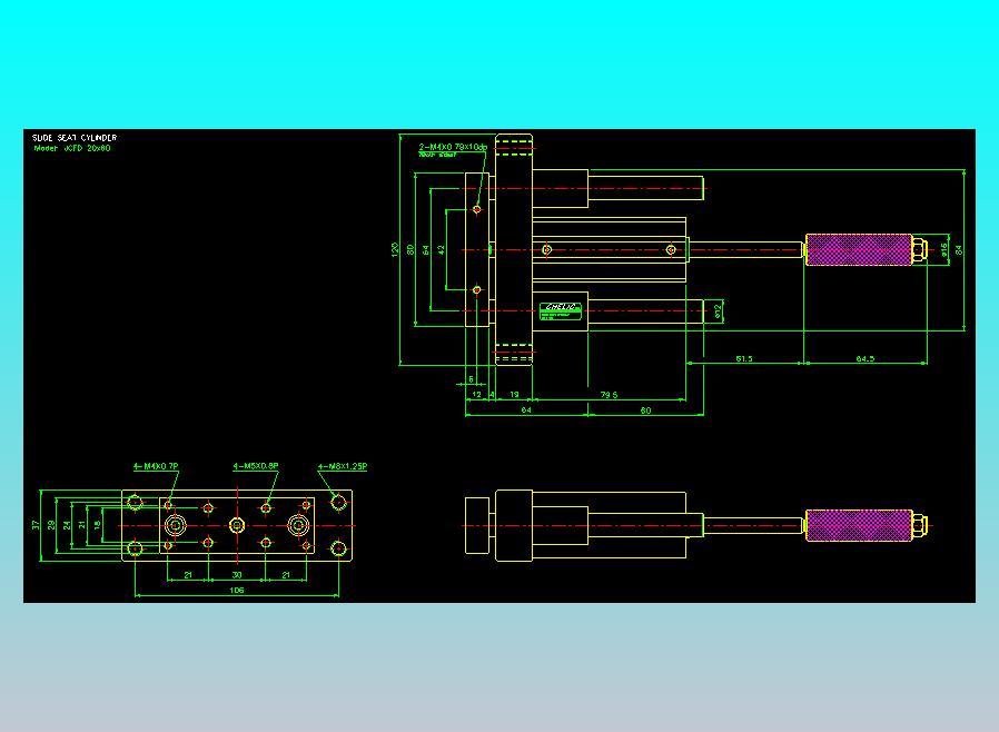 滑座气缸2D-JCF20x60