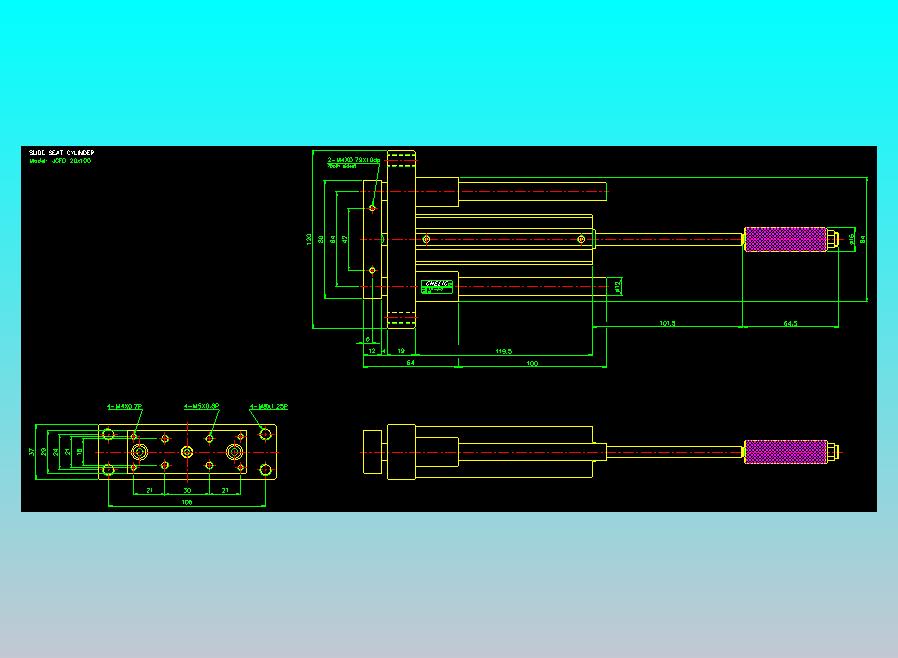 滑座气缸2D-JCF20x100
