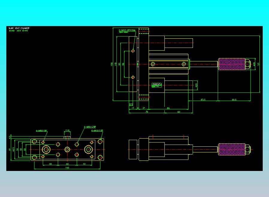滑座气缸2D-JCF32x60