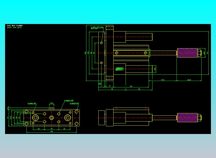 滑座气缸2D-JCF32x75