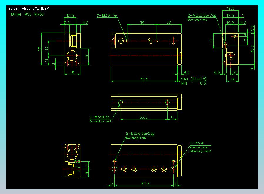 滑座气缸2D-MSL10x30