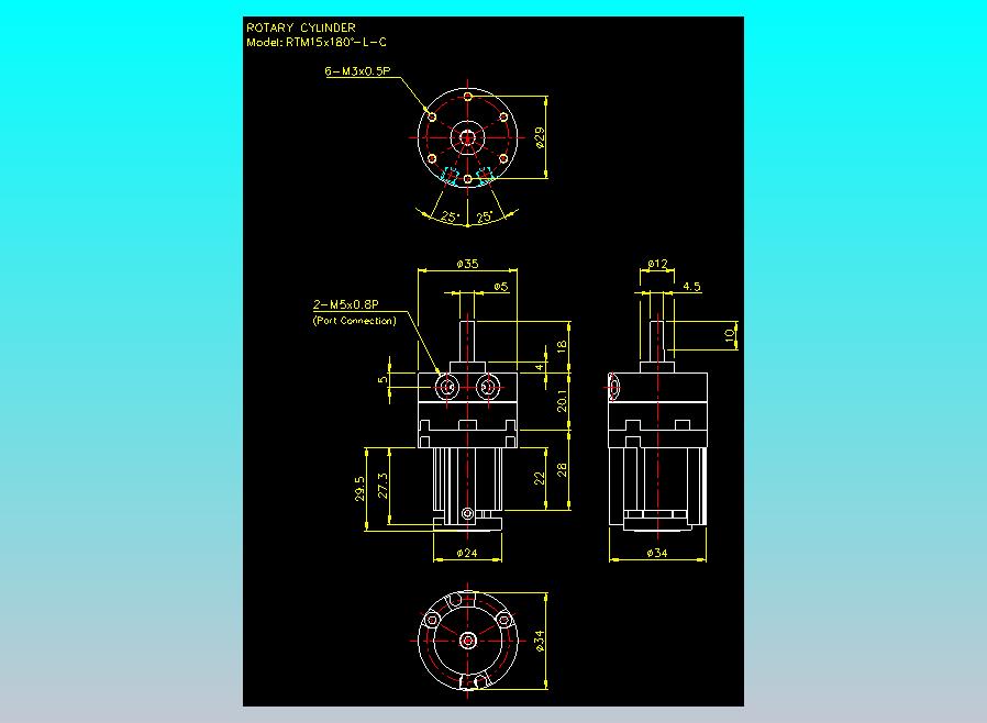 回转缸2D-RTM15x180-L-C