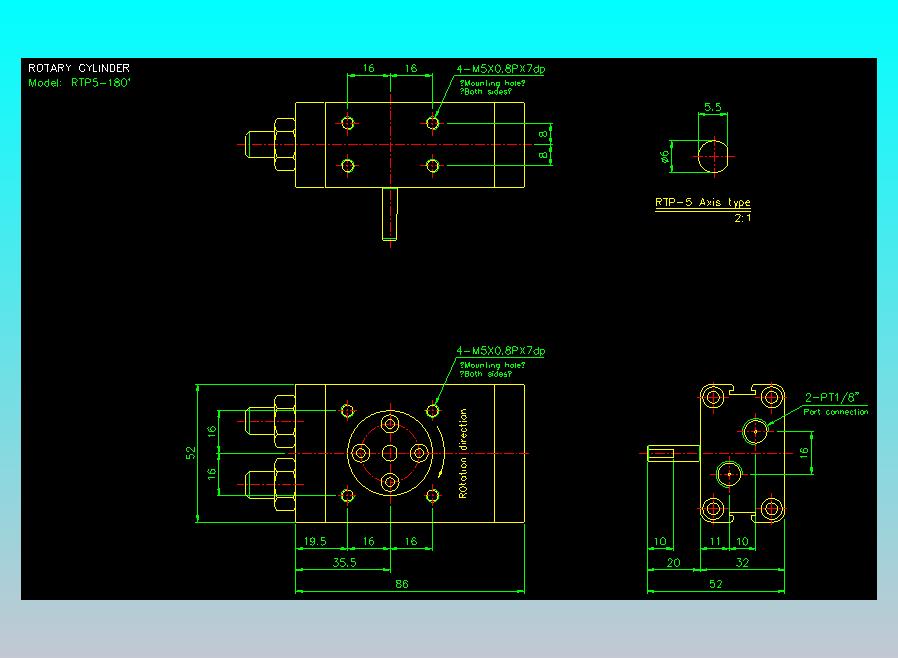 回转缸2D-RTP5x180