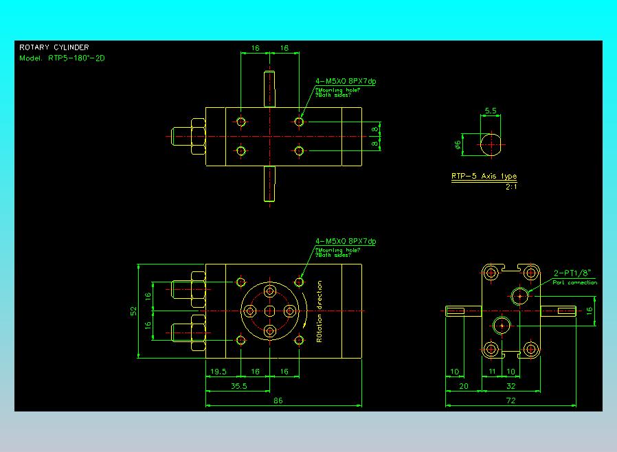 回转缸2D-RTP5x180-2D