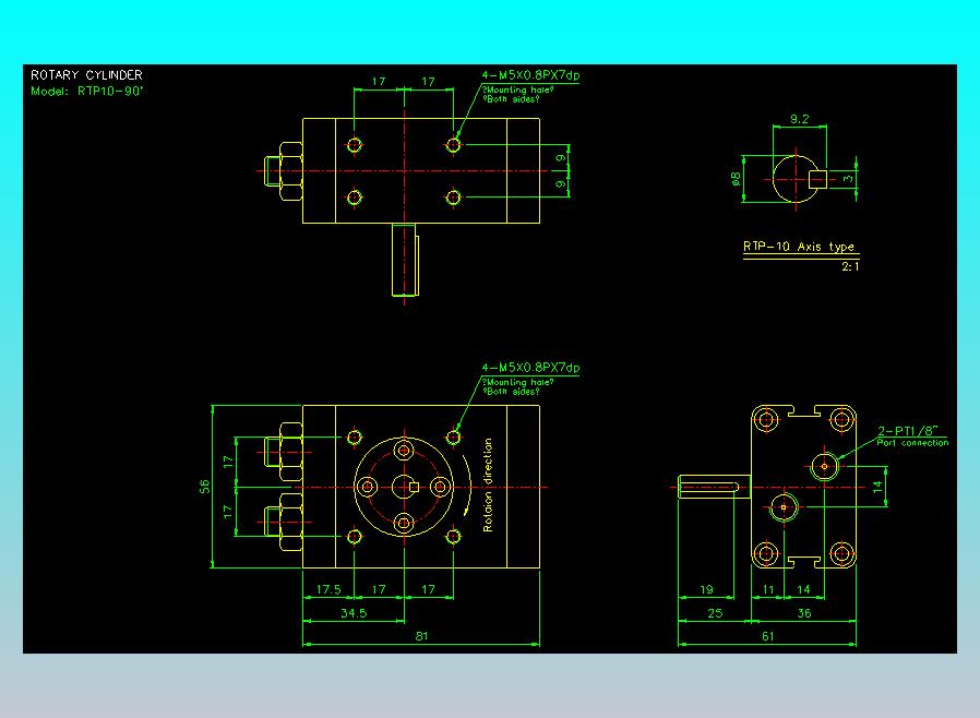 回转缸2D-RTP10x90