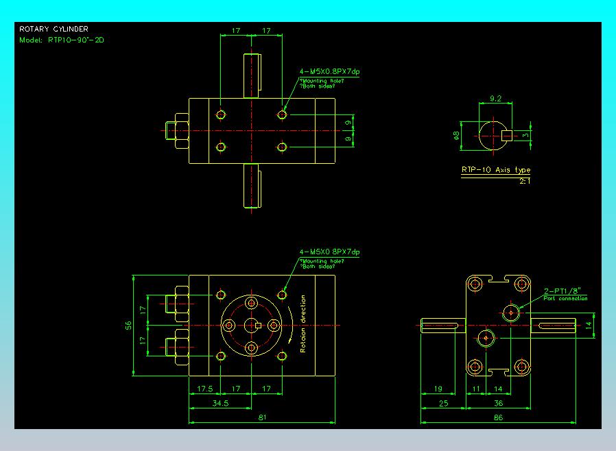 回转缸2D-RTP10x90-2D