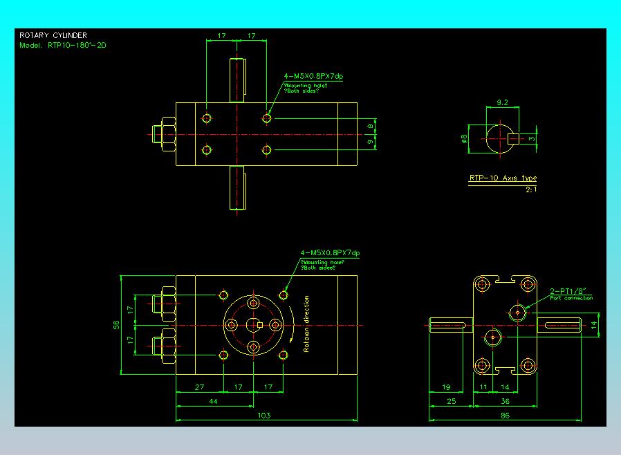 回转缸2D-RTP10x180-2D