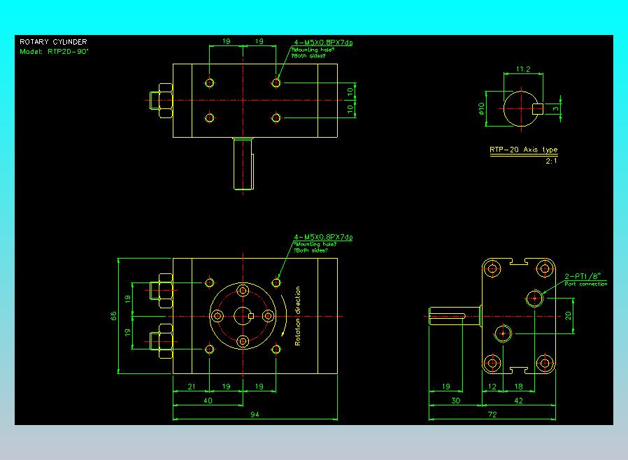 回转缸2D-RTP20x90