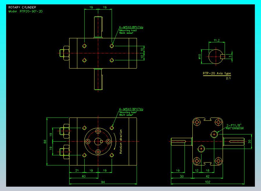 回转缸2D-RTP20x90-2D