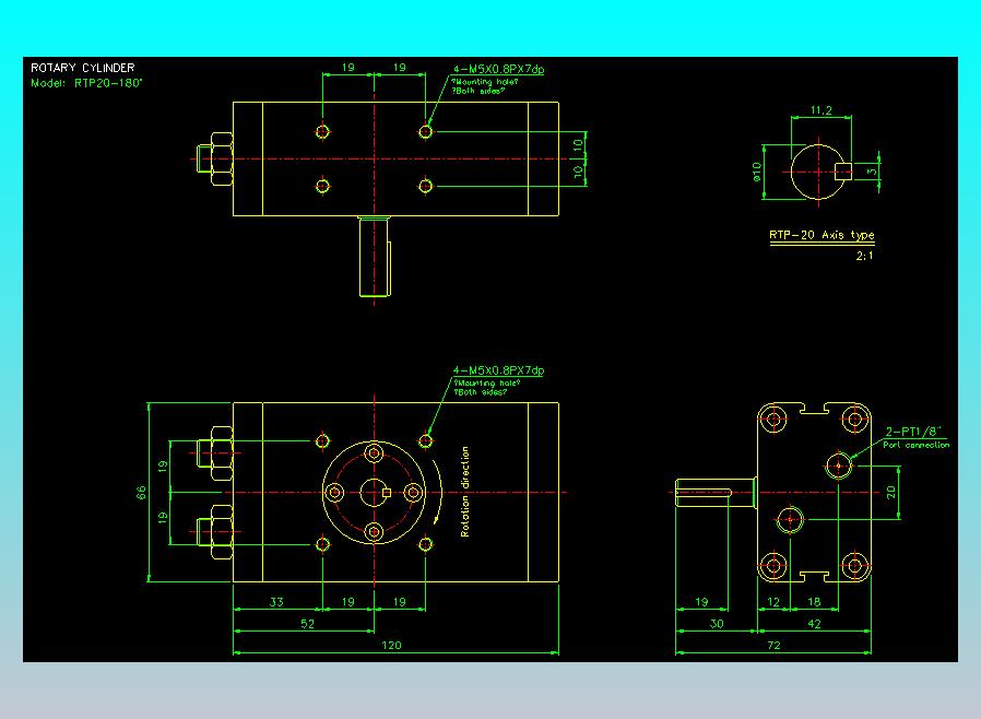 回转缸2D-RTP20x180