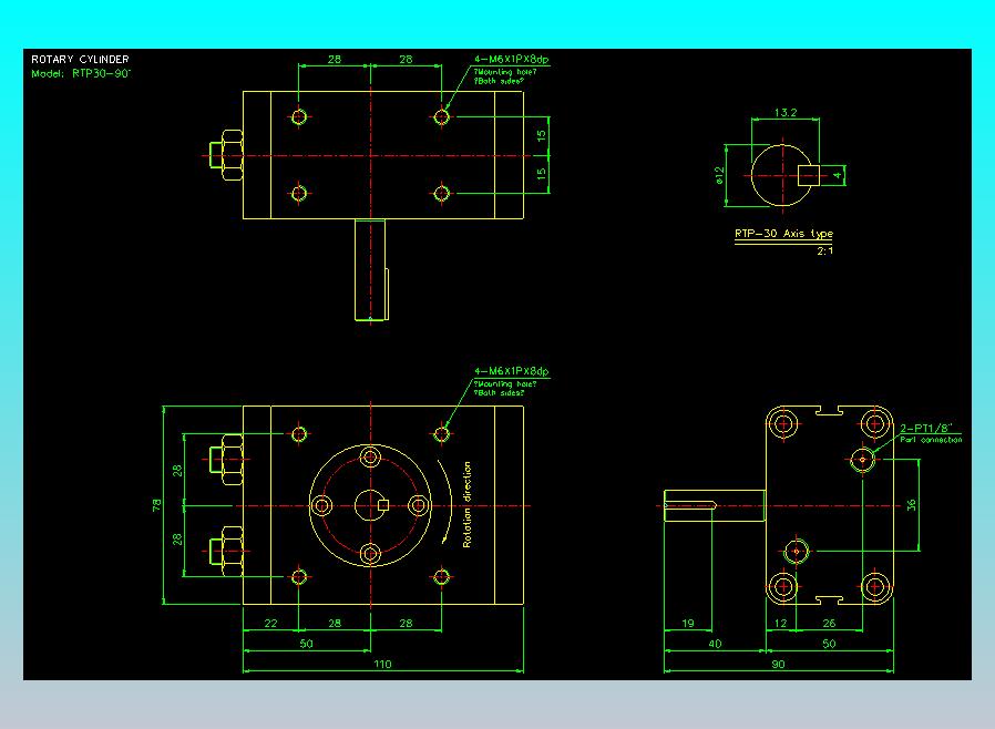 回转缸2D-RTP30x90