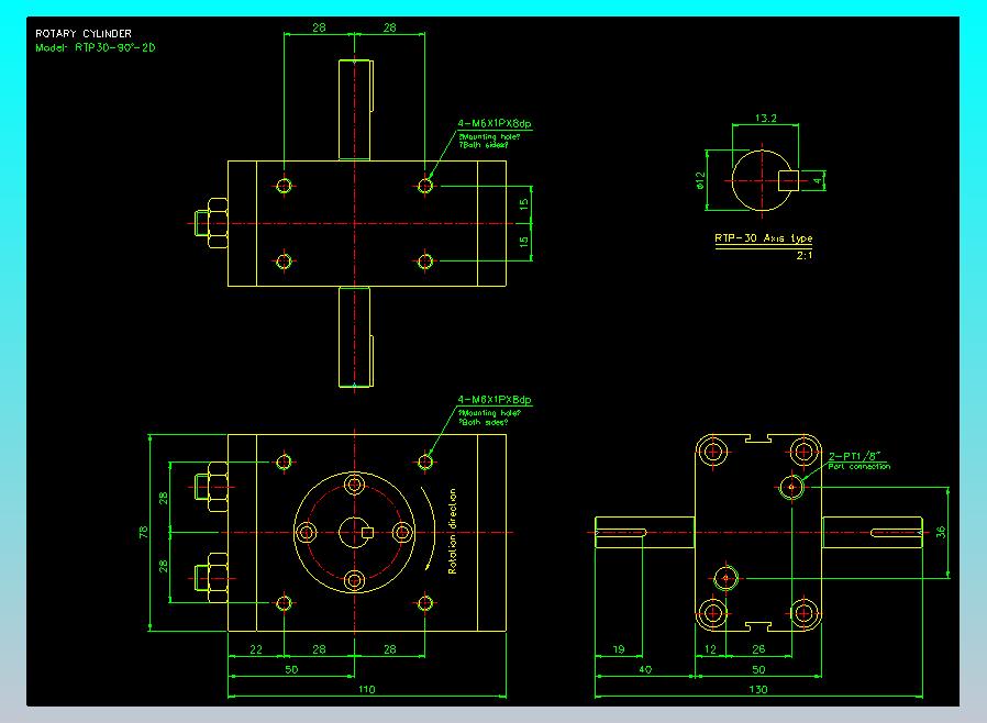 回转缸2D-RTP30x90-2D