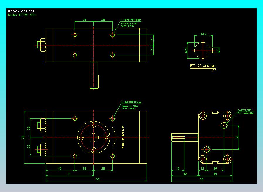 回转缸2D-RTP30x180