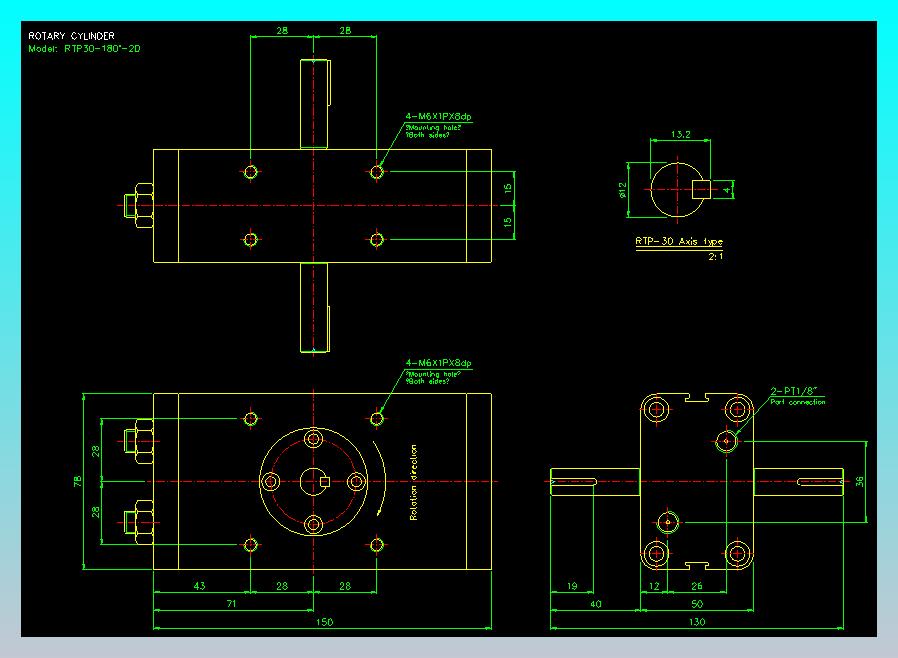 回转缸2D-RTP30x180-2D
