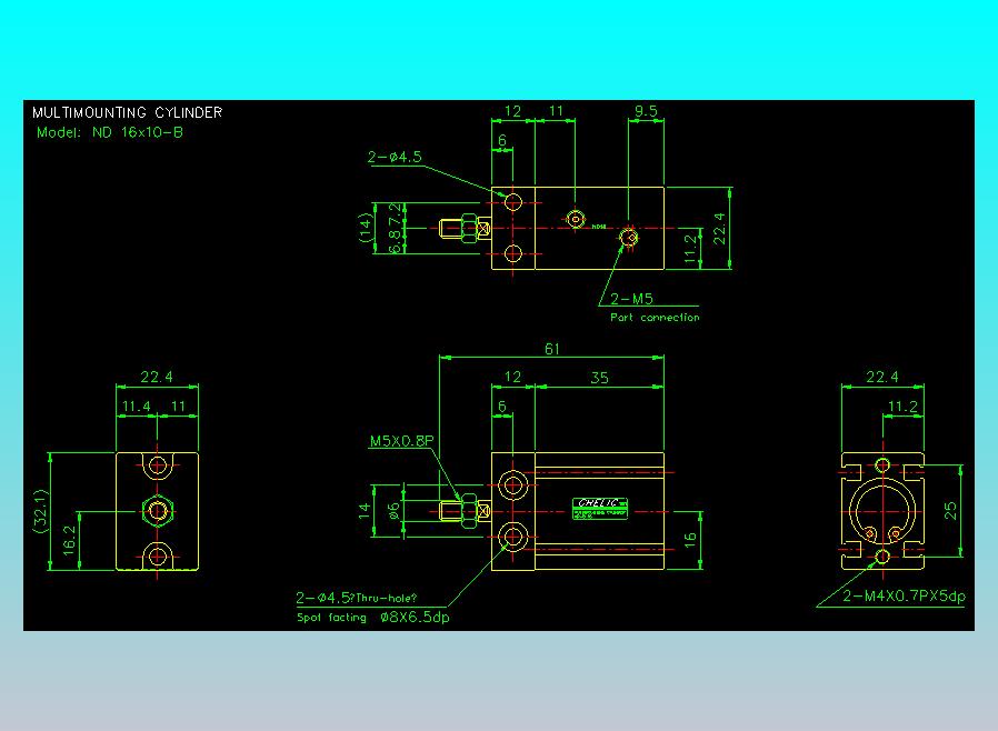 螺牙氣缸  多固型氣缸2D-ND16x10-B
