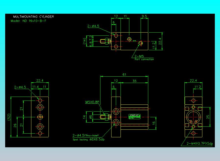 螺牙氣缸  多固型氣缸2D-ND16x10-B-F