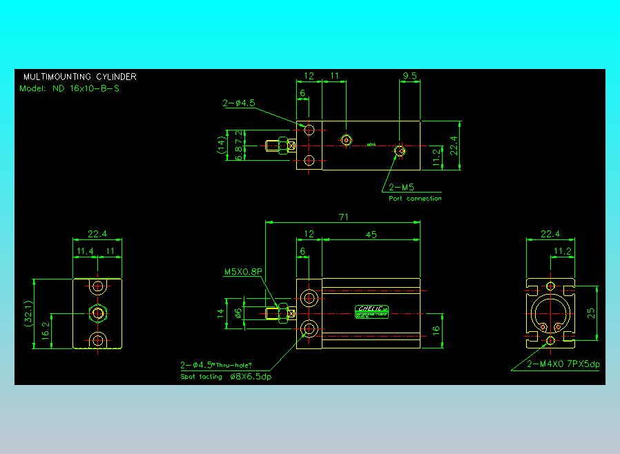 螺牙氣缸  多固型氣缸2D-ND16x10-B-S