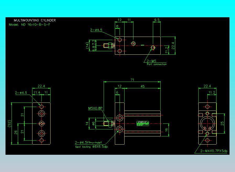 螺牙氣缸  多固型氣缸2D-ND16x10-B-S-F