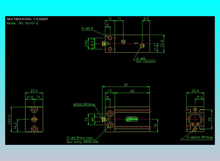 螺牙氣缸  多固型氣缸2D-ND16x10-S