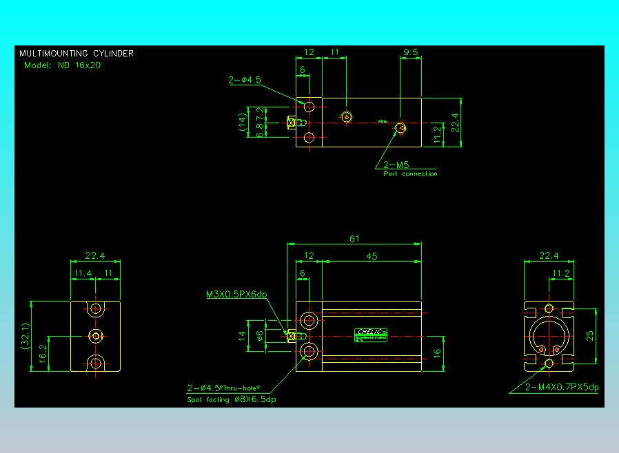 螺牙氣缸  多固型氣缸2D-ND16x20