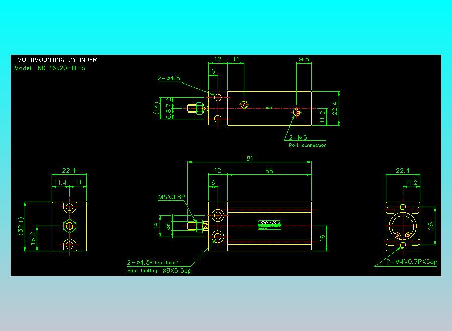 螺牙氣缸  多固型氣缸2D-ND16x20-B-S