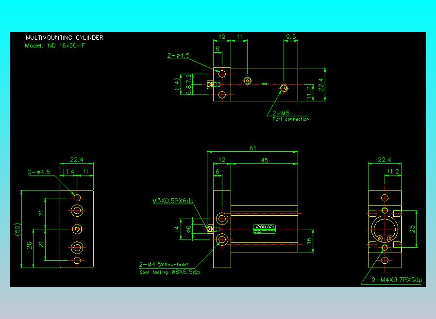 螺牙氣缸  多固型氣缸2D-ND16x20-F