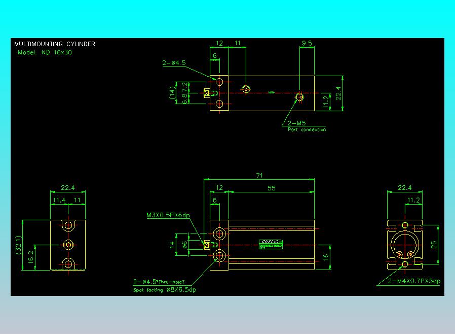 螺牙氣缸  多固型氣缸2D-ND16x30