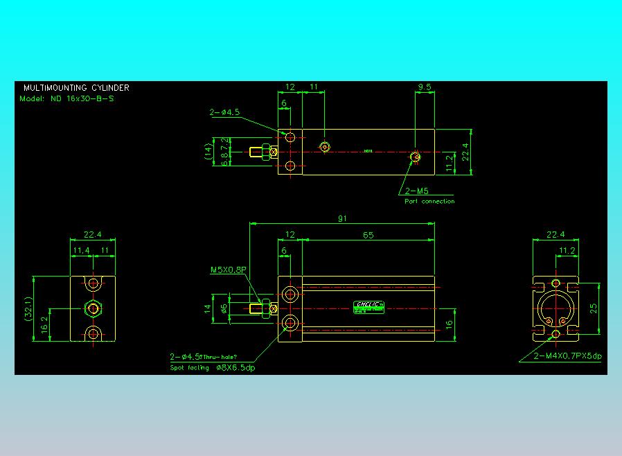 螺牙氣缸  多固型氣缸2D-ND16x30-B-S