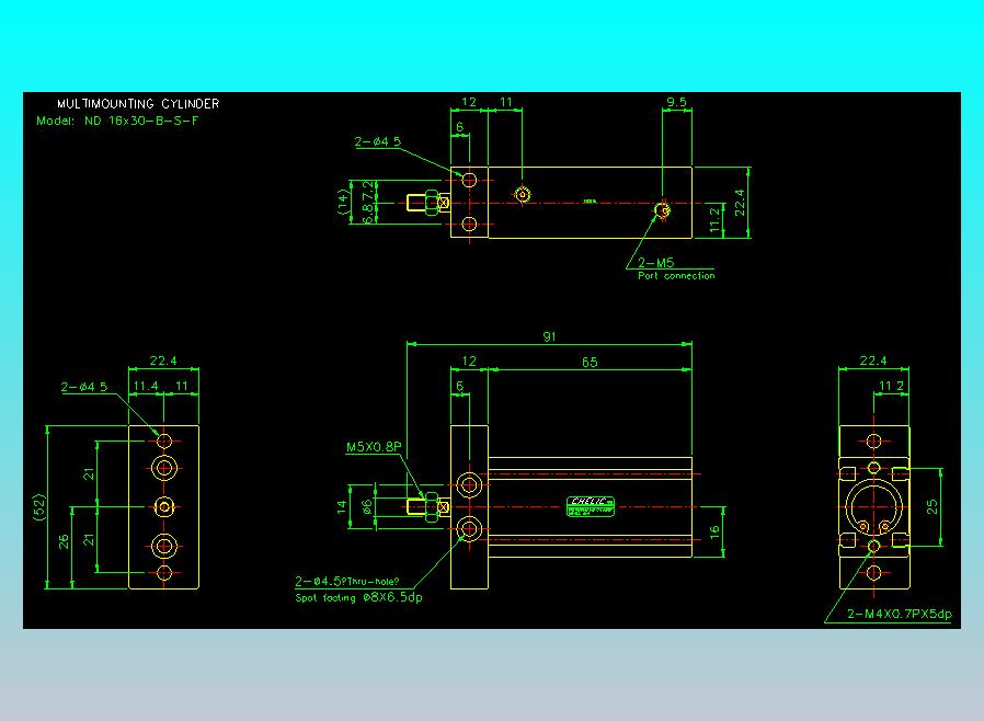 螺牙氣缸  多固型氣缸2D-ND16x30-B-S-F