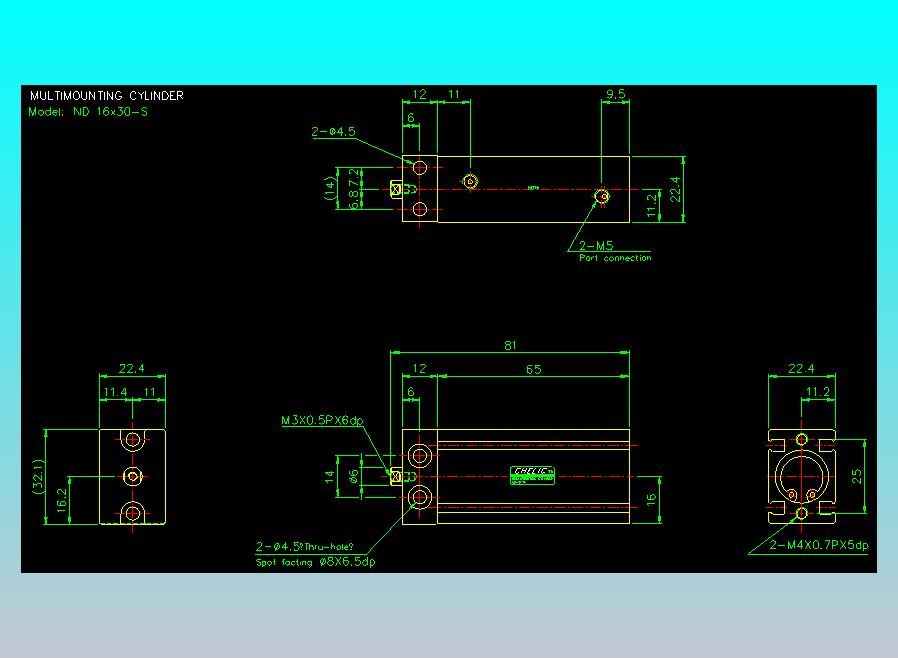 螺牙氣缸  多固型氣缸2D-ND16x30-S