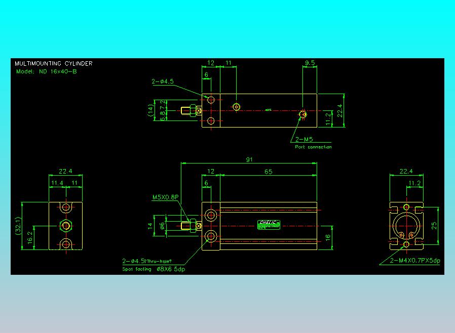 螺牙氣缸  多固型氣缸2D-ND16x40-B