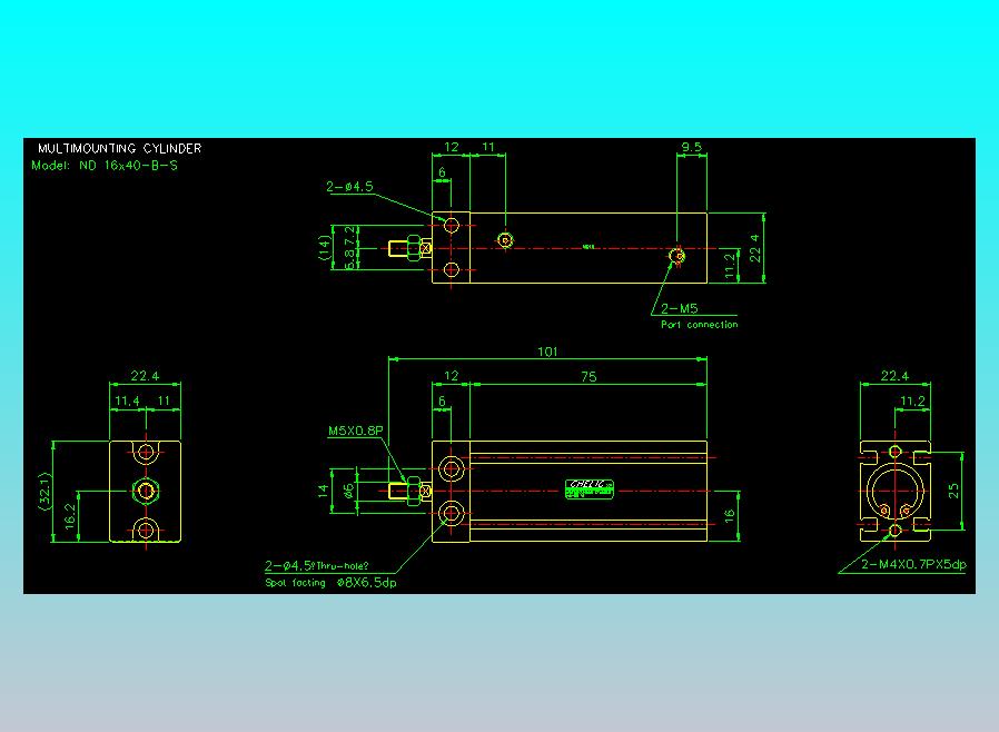 螺牙氣缸  多固型氣缸2D-ND16x40-B-S