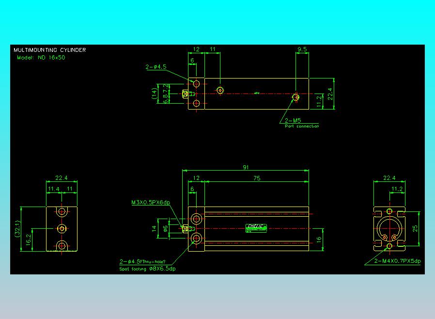 螺牙氣缸  多固型氣缸2D-ND16x50