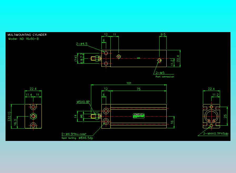 螺牙氣缸  多固型氣缸2D-ND16x50-B