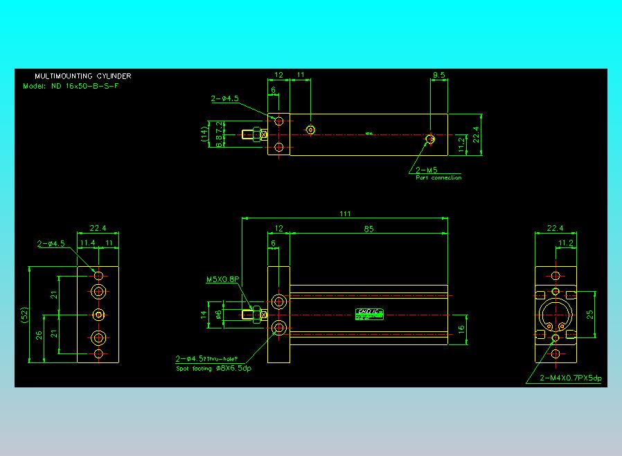 螺牙氣缸  多固型氣缸2D-ND16x50-B-S-F