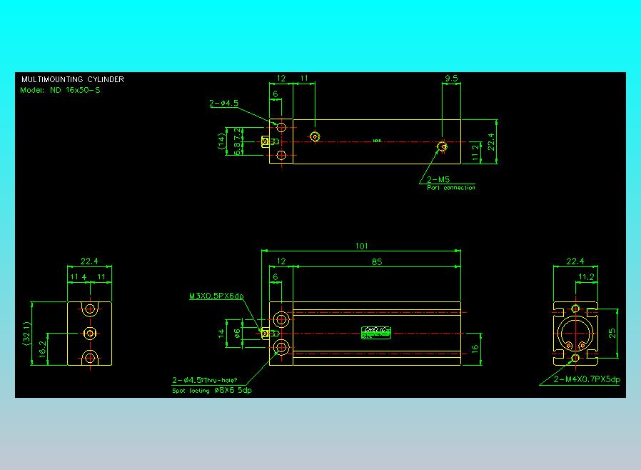 螺牙氣缸  多固型氣缸2D-ND16x50-S