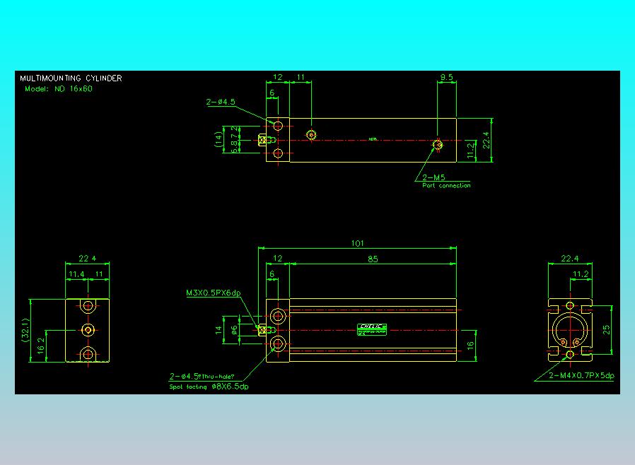 螺牙氣缸  多固型氣缸2D-ND16x60