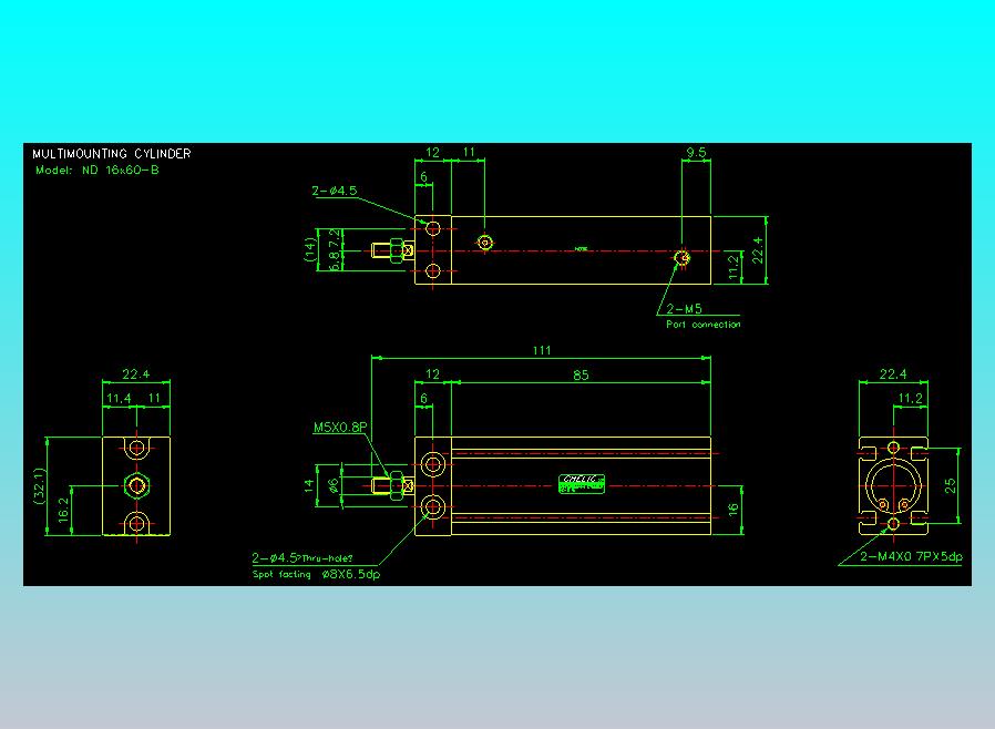 螺牙氣缸  多固型氣缸2D-ND16x60-B